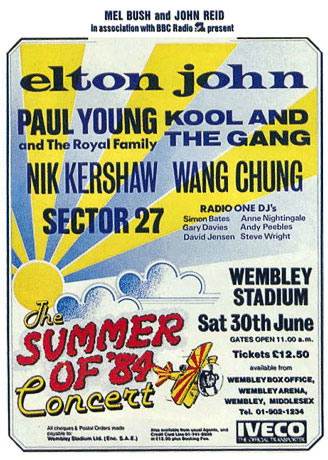 The bill poster for the Wembley Stadium 'Summer of 84 Concert'
